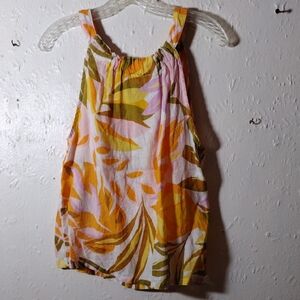 C&C California,SizeS,Women's Tank Top - Yellow and Orange Floral